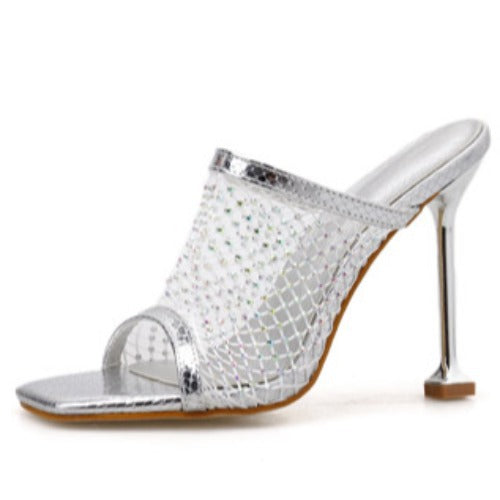 Rhinestone Mesh Heels