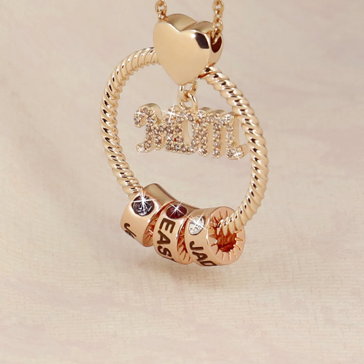 MOM Necklace with Custom Name & Birthday Stone