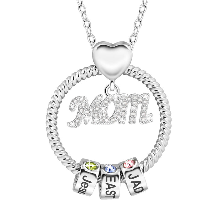 MOM Necklace with Custom Name & Birthday Stone