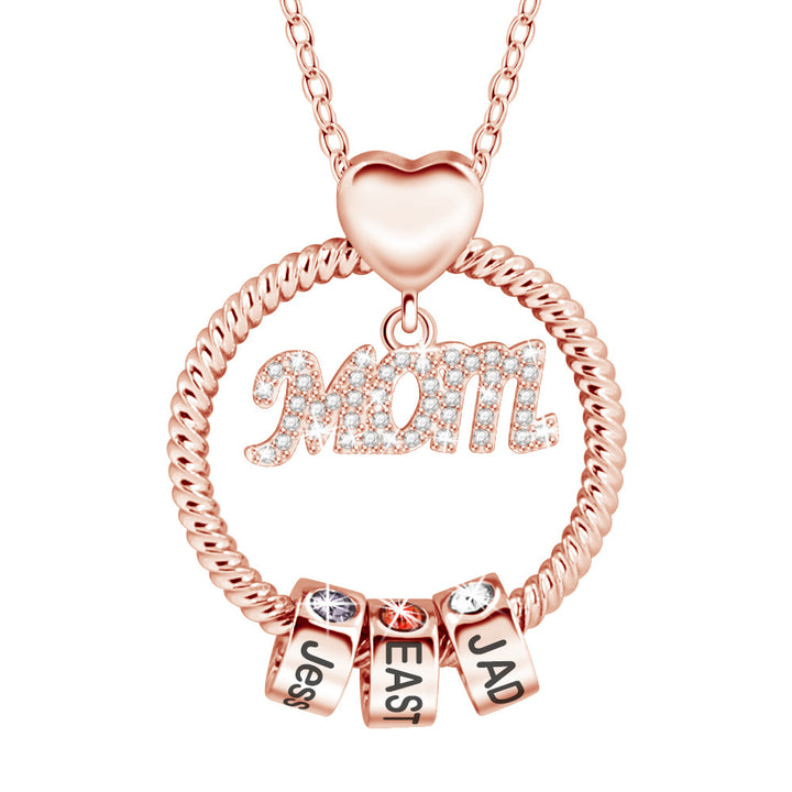MOM Necklace with Custom Name & Birthday Stone
