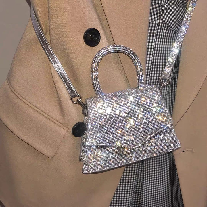 Rhinestone Compact Crossbody Purse