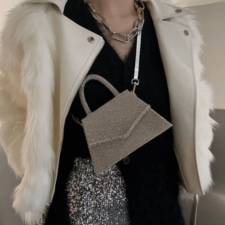 Rhinestone Compact Crossbody Purse
