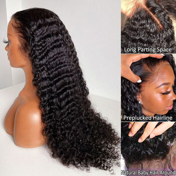 Deep Wave Human Hair Wig w/Closure