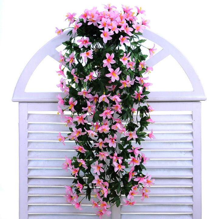 Silk Artificial Flowers Lily Flower Vine Wall Hanging Basket Balcony Home Decoration Wedding Decor