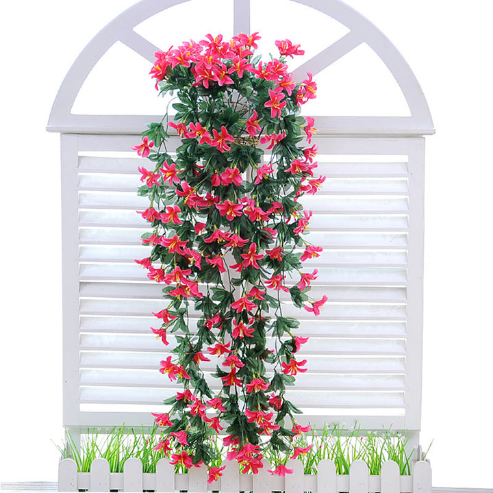 Silk Artificial Flowers Lily Flower Vine Wall Hanging Basket Balcony Home Decoration Wedding Decor