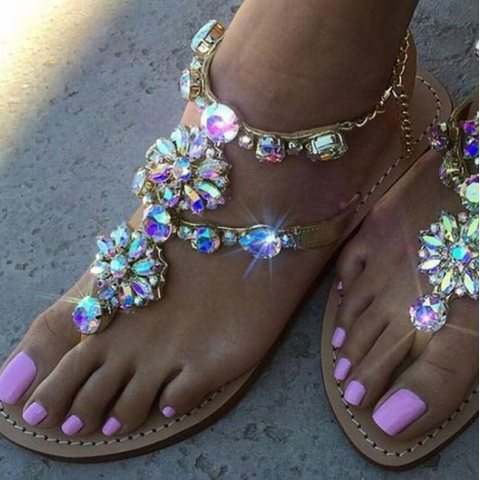 Rhinestone Flower Sandals