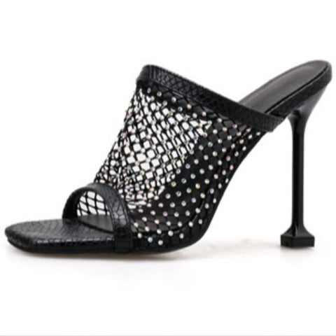 Rhinestone Mesh Heels