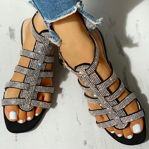 Rhinestone Flat Sandals