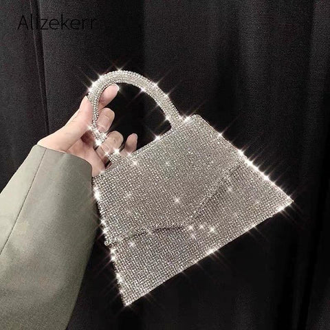 Rhinestone Compact Crossbody Purse