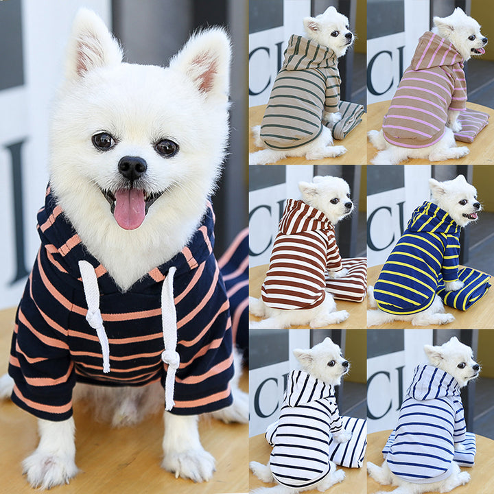 Pet Dog Cat Hoodie Striped Clothes