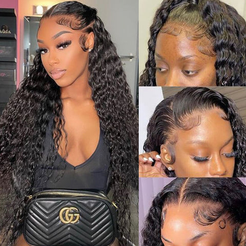 Deep Wave Human Hair Wig w/Closure