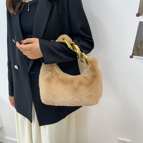 Plush Velvet Crescent Bag