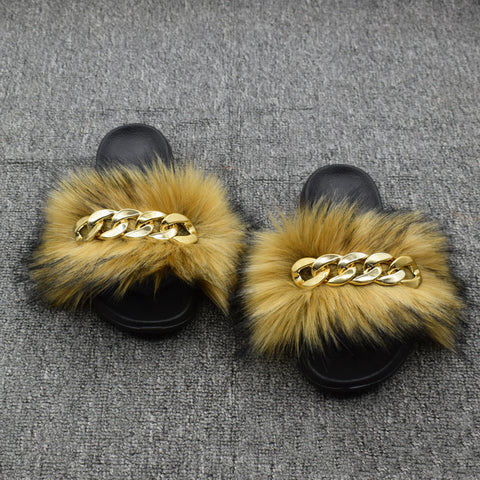 Furry Slides w/ Link Chain