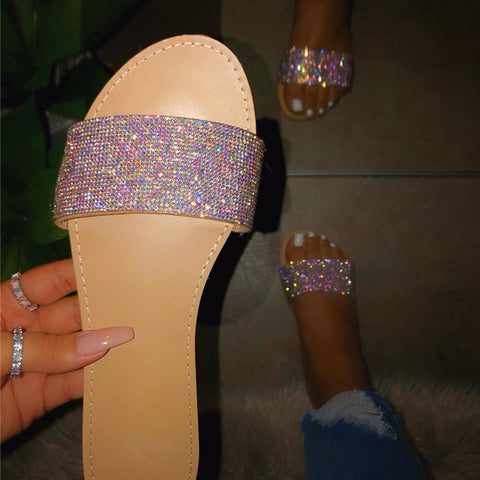 Rhinestone Bling Flat Sandals