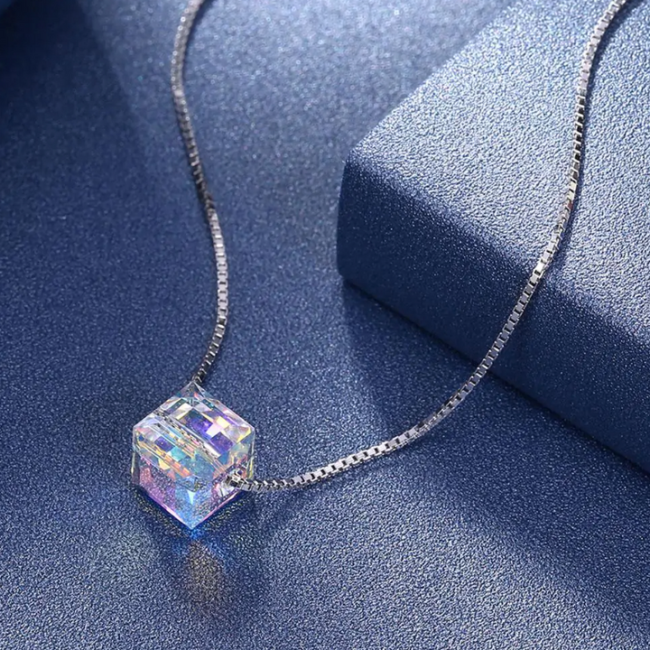 Aurora Crystal Cube Necklace