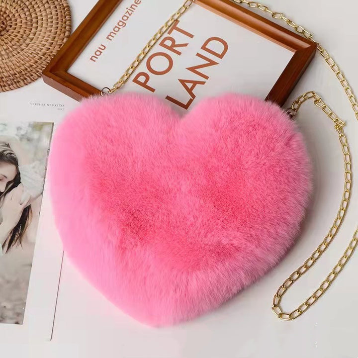 Plush Heart Shoulder Bag