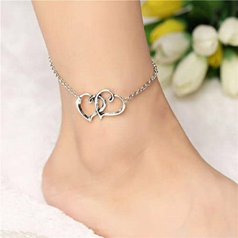 Women's Double Heart Ankle Bracelet
